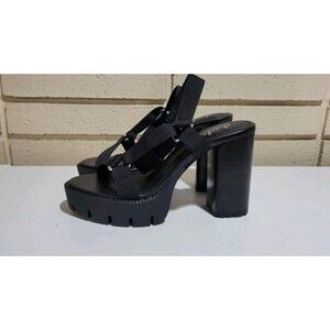 Charles by Charles David Vast Chunky Platform Sandals - Black Webbing, Size 7M